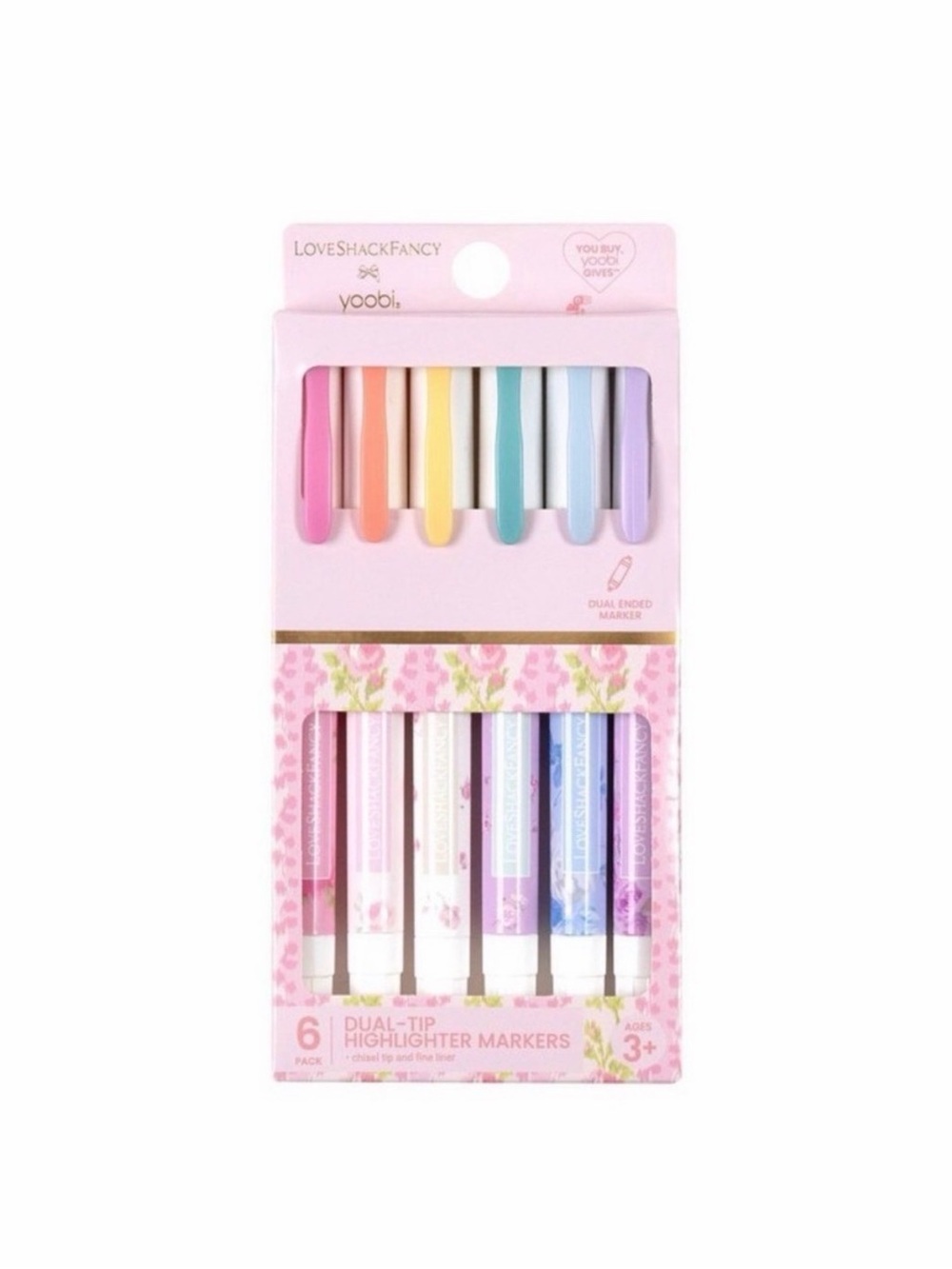 LoveShackFancy Yoobi 6 dual tip highlighter markers